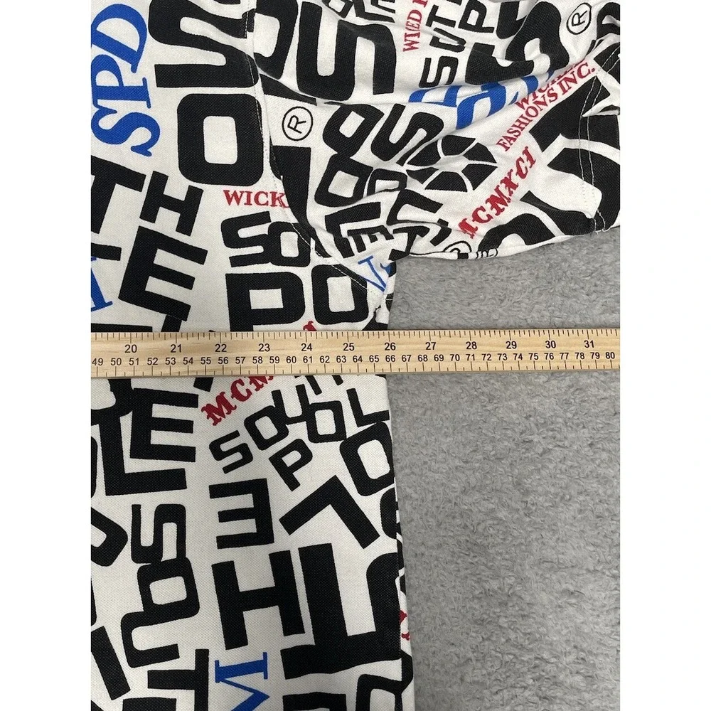 South Pole Mens 2XL White All Over Print‎ SPD Wicked Fashion MCMXCI Polo Shirt - Picture 5 of 6